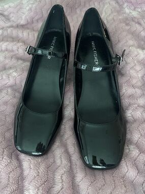 Marc Fisher Black Patent Mary Jane Flats